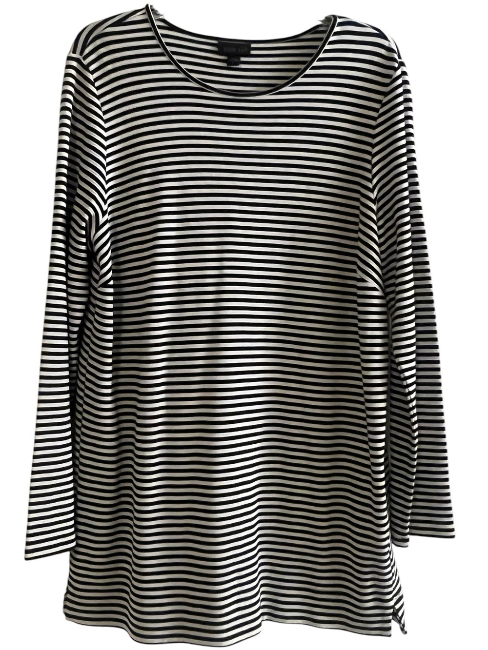 J. Jill Black and White Striped Long-Sleeve Tee